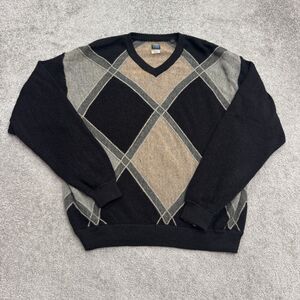 Vintage 90s Callaway Golf Nordstrom Alpaca V-Neck Sweater Mens Large Argyle Knit
